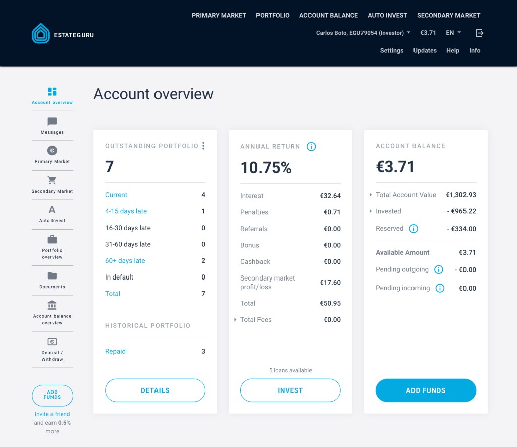 Estateguru SavingsForFreedom Portfolio July 2020