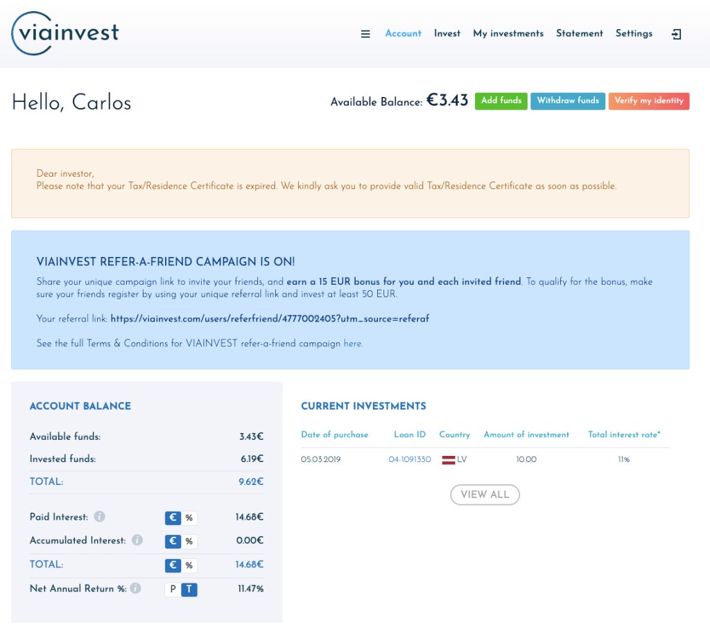 ViaInvest Update SavingsForFreedom September 2020