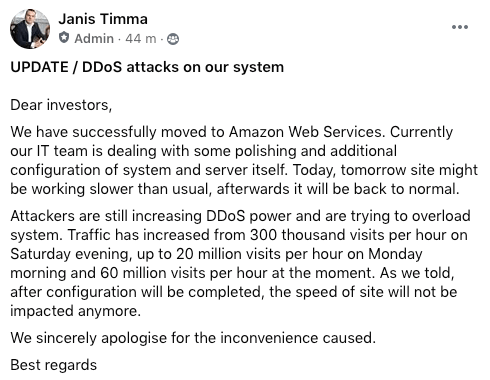 S4F Crowdestor Website Crisis @ Savings4Freedom