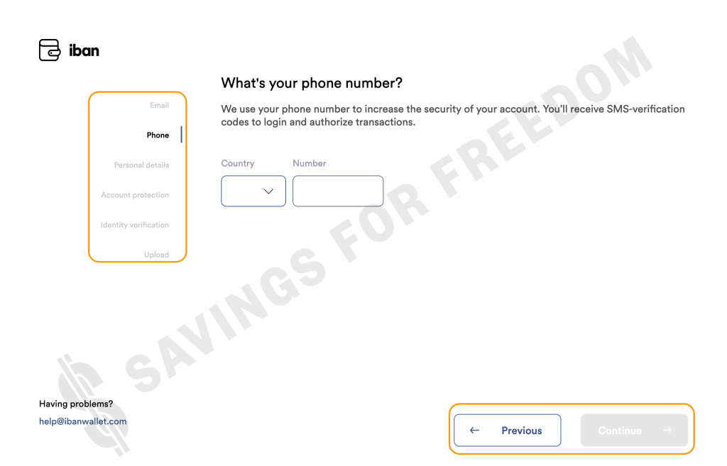 Iban Wallet Registration @ Savings4Freedom